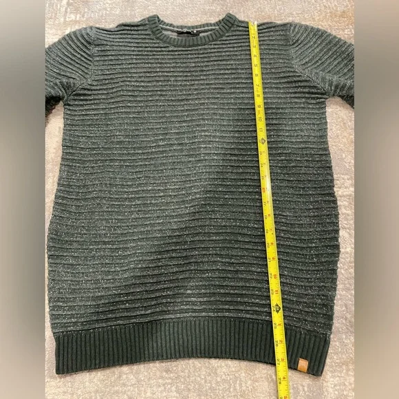 Índigo Men's Crew Neck Cabincore Academia Sweater Cotton Size Large Green Knit - Picture 6 of 8